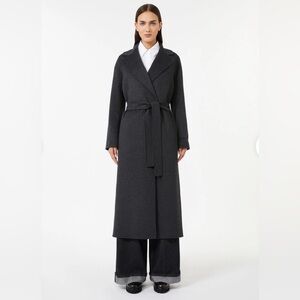 MaxMara Gray Wool Wrap Coat - size 12 new with tags